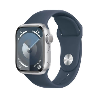 Apple Watch Series 9 Wifi 45mm Silber Sturmblaues Sportarmband Gut