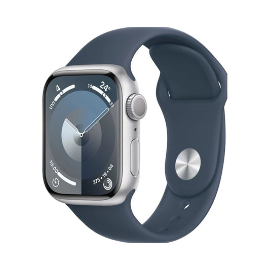 Apple Watch Series 9 Wifi 45mm Silber Sturmblaues Sportarmband Gut