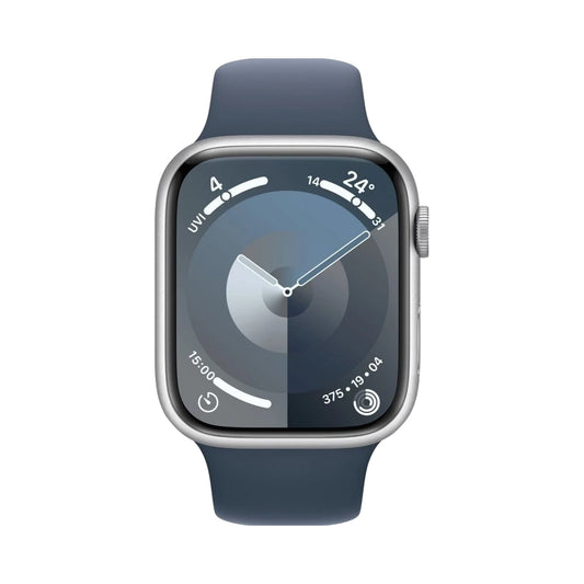 Apple Watch Series 9 Wifi 45mm Silber Sturmblaues Sportarmband Gut