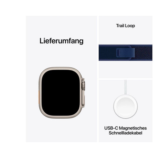 Apple Watch Ultra 2 Titan Natur Trail Loop Blau M/L NEU OVP