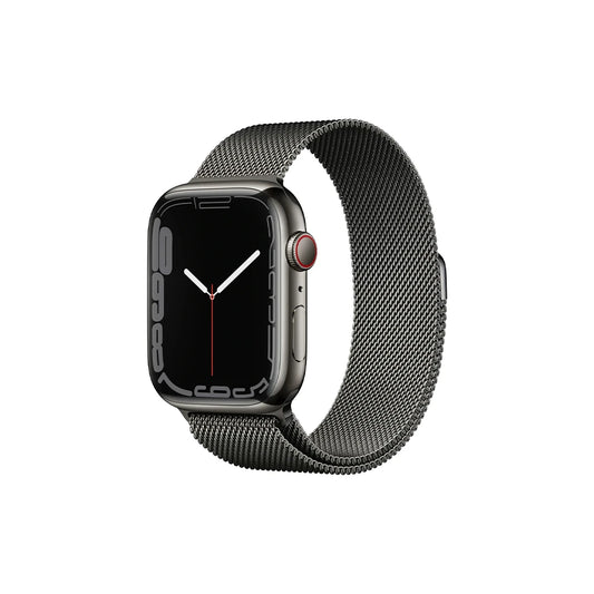 Apple Watch Series 7 Edelstahl GPS + Cellular 45mm Graphit Milanaise Armband Sehr Gut